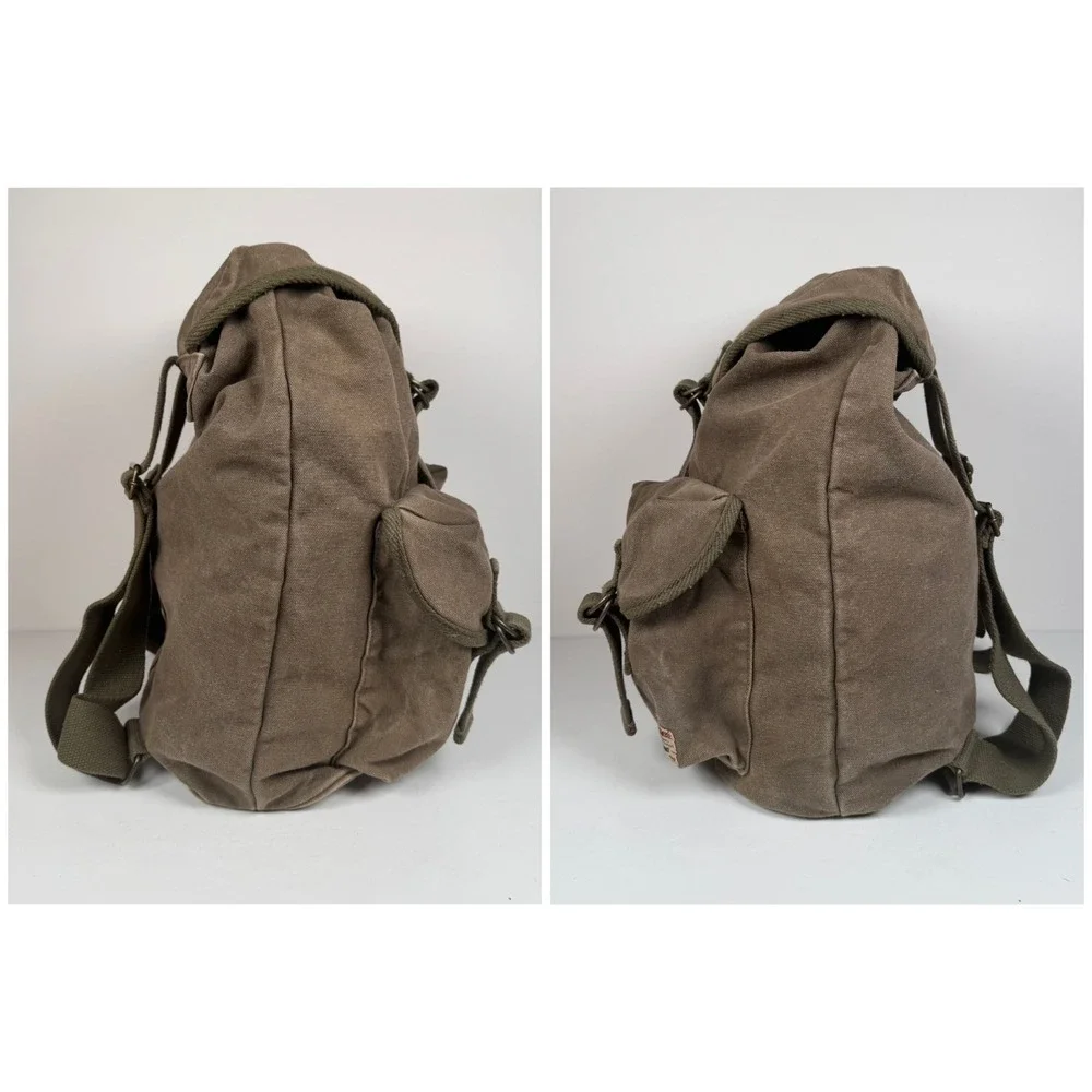 Abercrombie & Fitch Canvas Drawstring Rucksack Military Backpack Vintage Rare